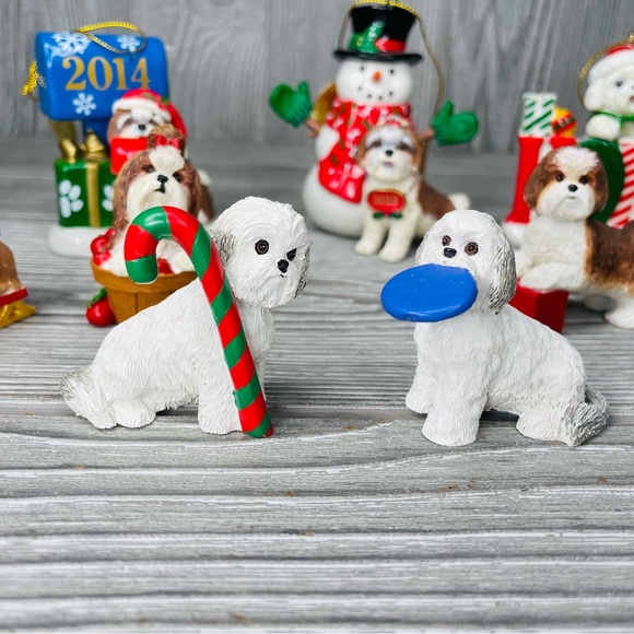 Danbury mint Maltese / shih tzu dog Christmas figurine / ornaments collectible - Picture 10 of 14